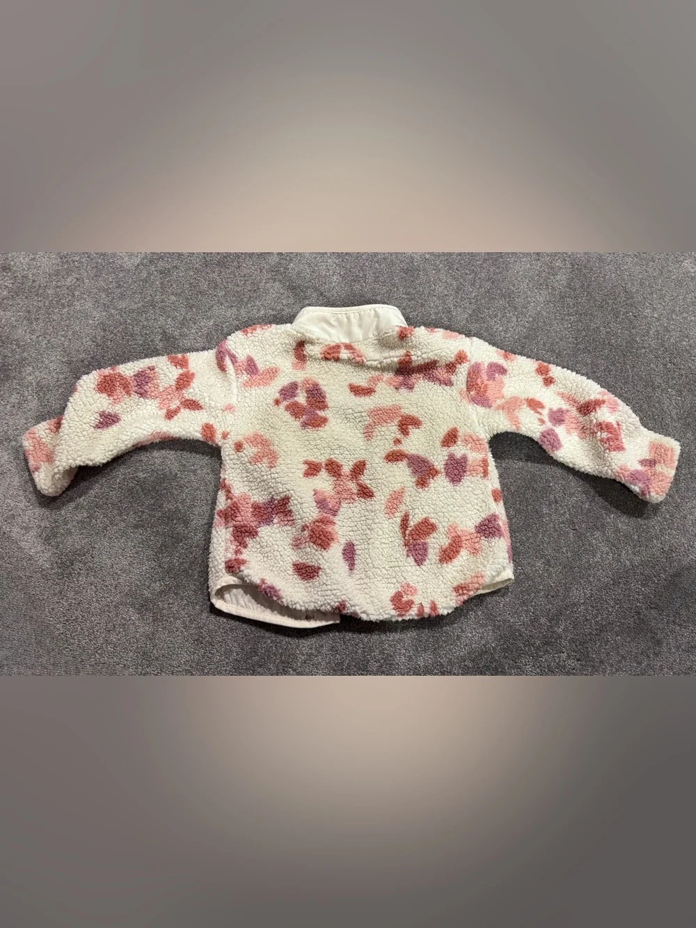 Carter's Cream Sherpa Jacket with Pink Floral Pattern